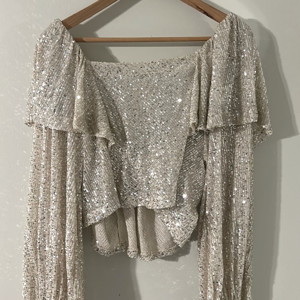 Free People Sequin Crop Top